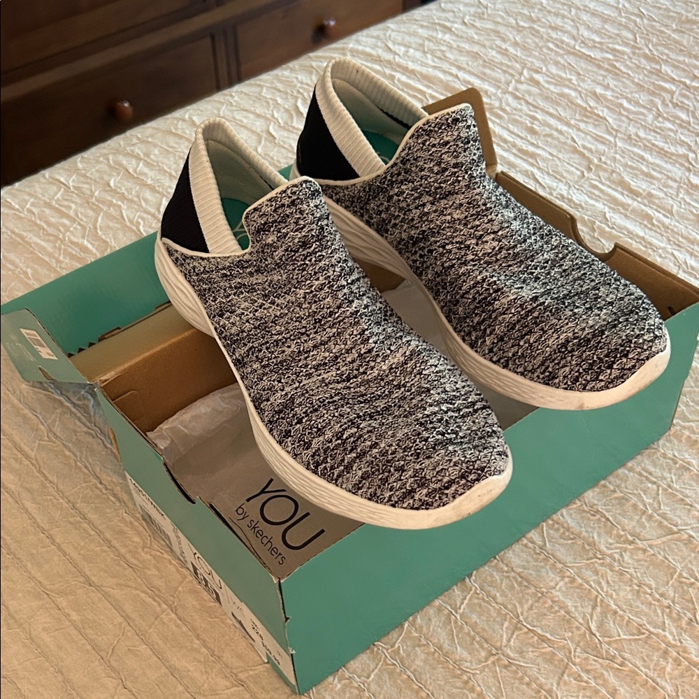 Skechers Monochrome Knit Slip-On Shoes